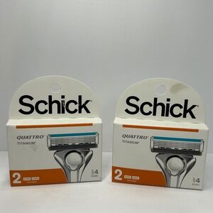 Schick Quattro Titanium 4 Blade Razor Refills 2 Packs of 2 Cartridges Total 4